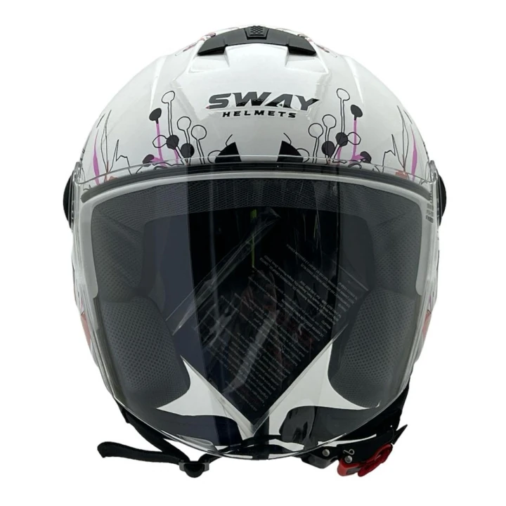 Sway 715 İris Beyaz - Pembe Kask Motosiklet Kaskı