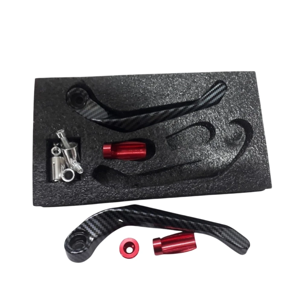 Motosiklet Karbon Manet Koruma Seti Kırmızı–Fren Debriyaj Koruyucu