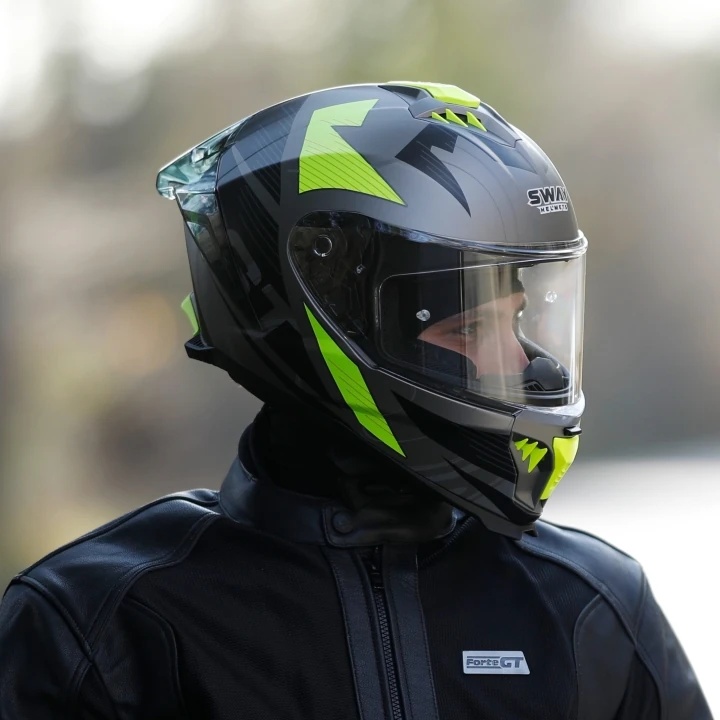 Sway 865 St Titanyum - Sarı Kask Vizörlü Motosiklet Kaskı