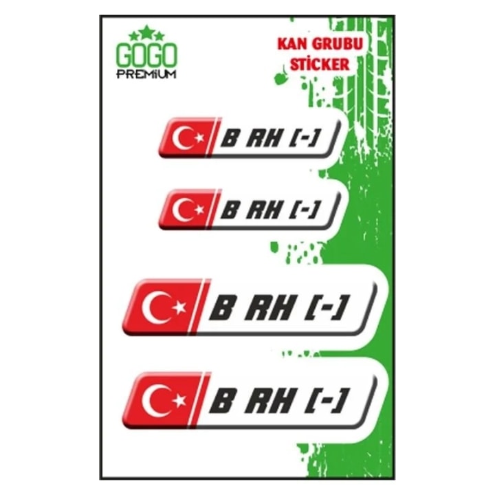 Gogo Kan Grubu B Rh(-) Damla Sticker Beyaz 4lü (DE158)