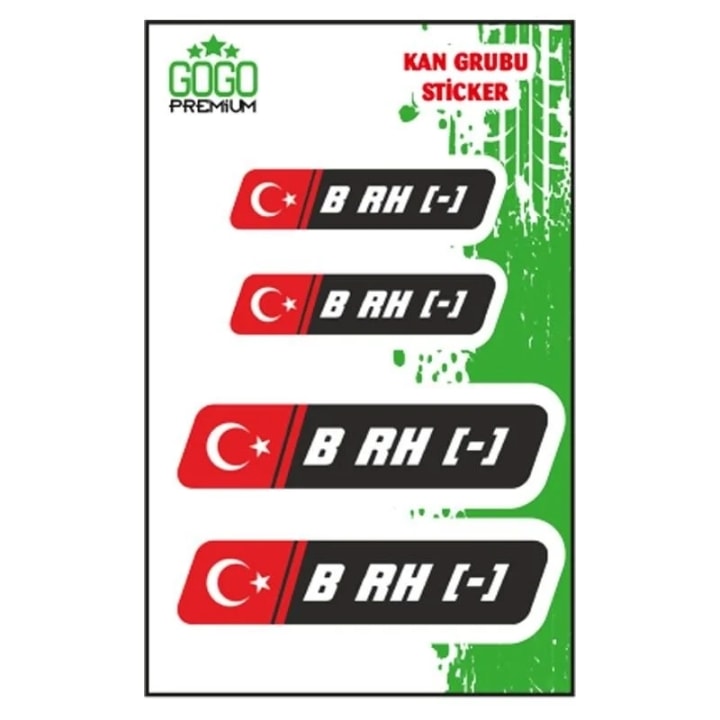 Gogo Kan Grubu B Rh(-) Damla Sticker Siyah 4lü (DE150)