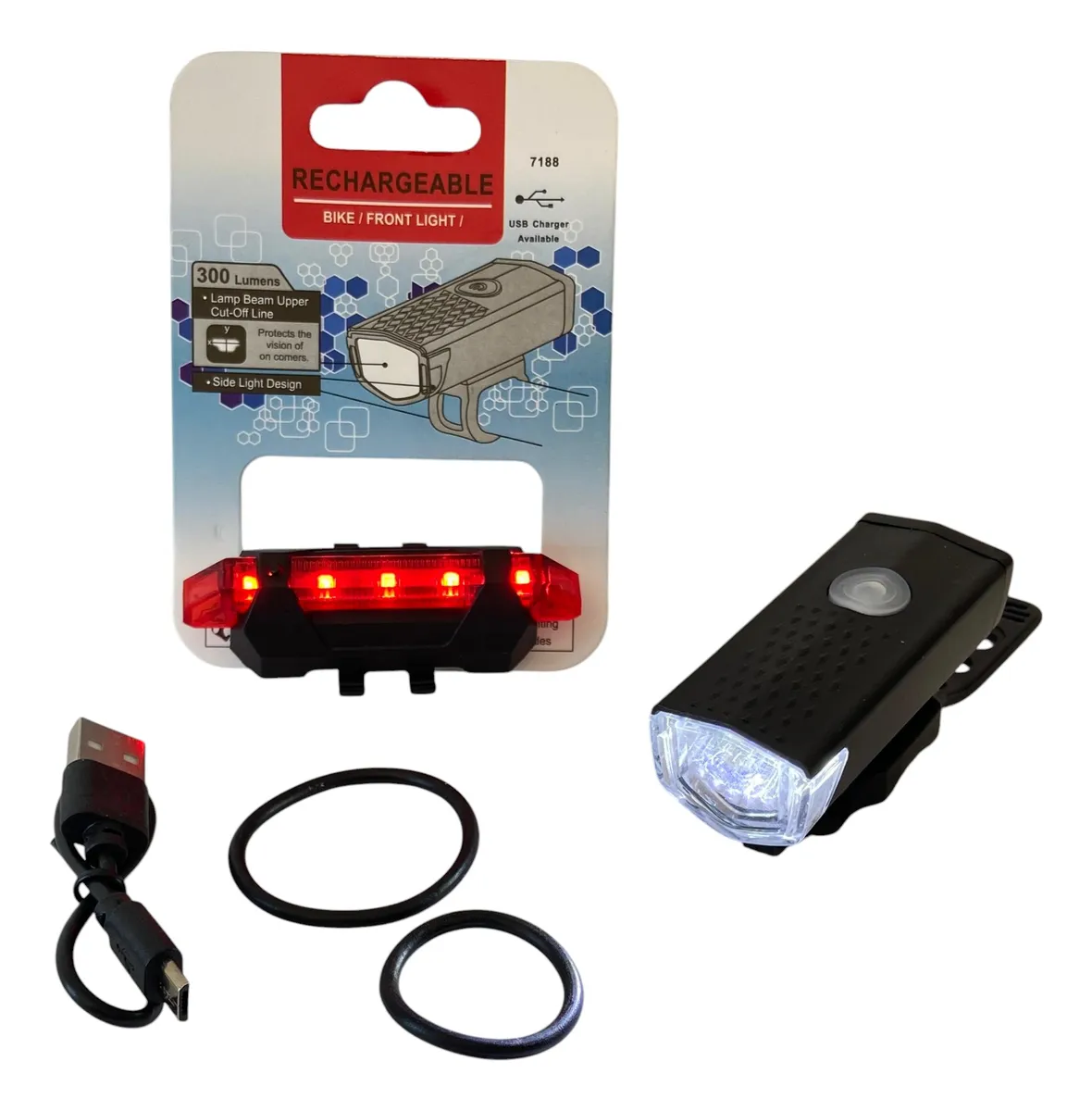 Usb Şarjlı Bisiklet Ön-Arka Far Stop Lambası Seti