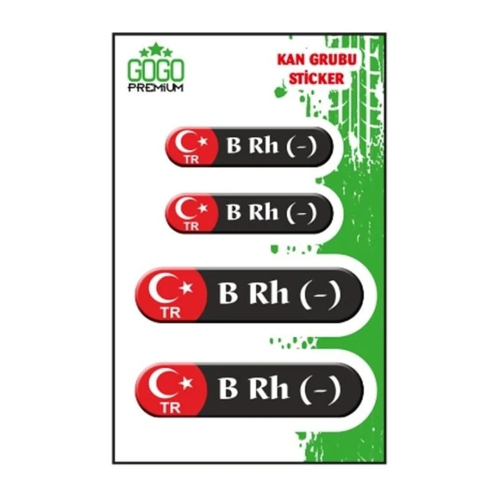 Gogo Kan Grubu B Rh(-) Damla Sticker Siyah 4lü (DE168)