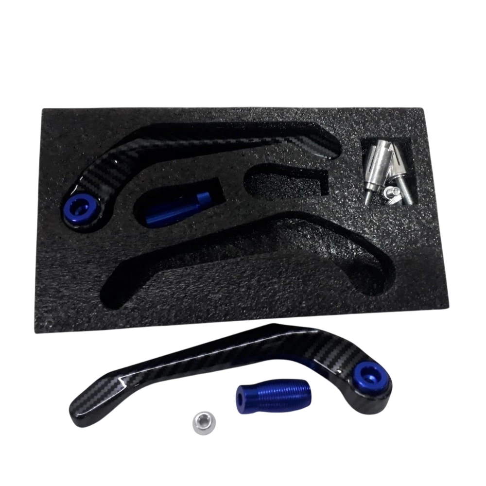 Motosiklet Karbon Manet Koruma Seti Mavi–Fren Debriyaj Koruyucu