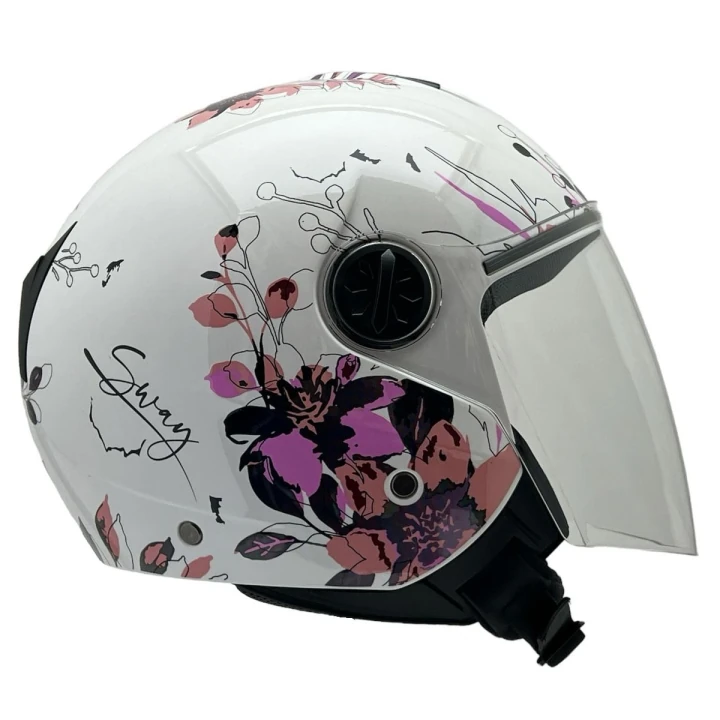 Sway 715 İris Beyaz - Pembe Kask Motosiklet Kaskı