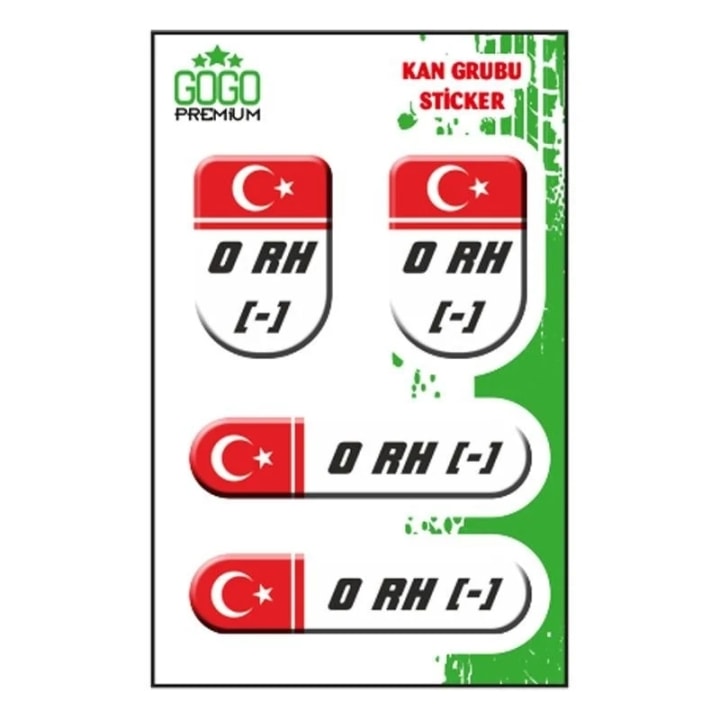 Gogo Kan Grubu 0 Rh(-) Damla Sticker Beyaz 4lü (DE142)