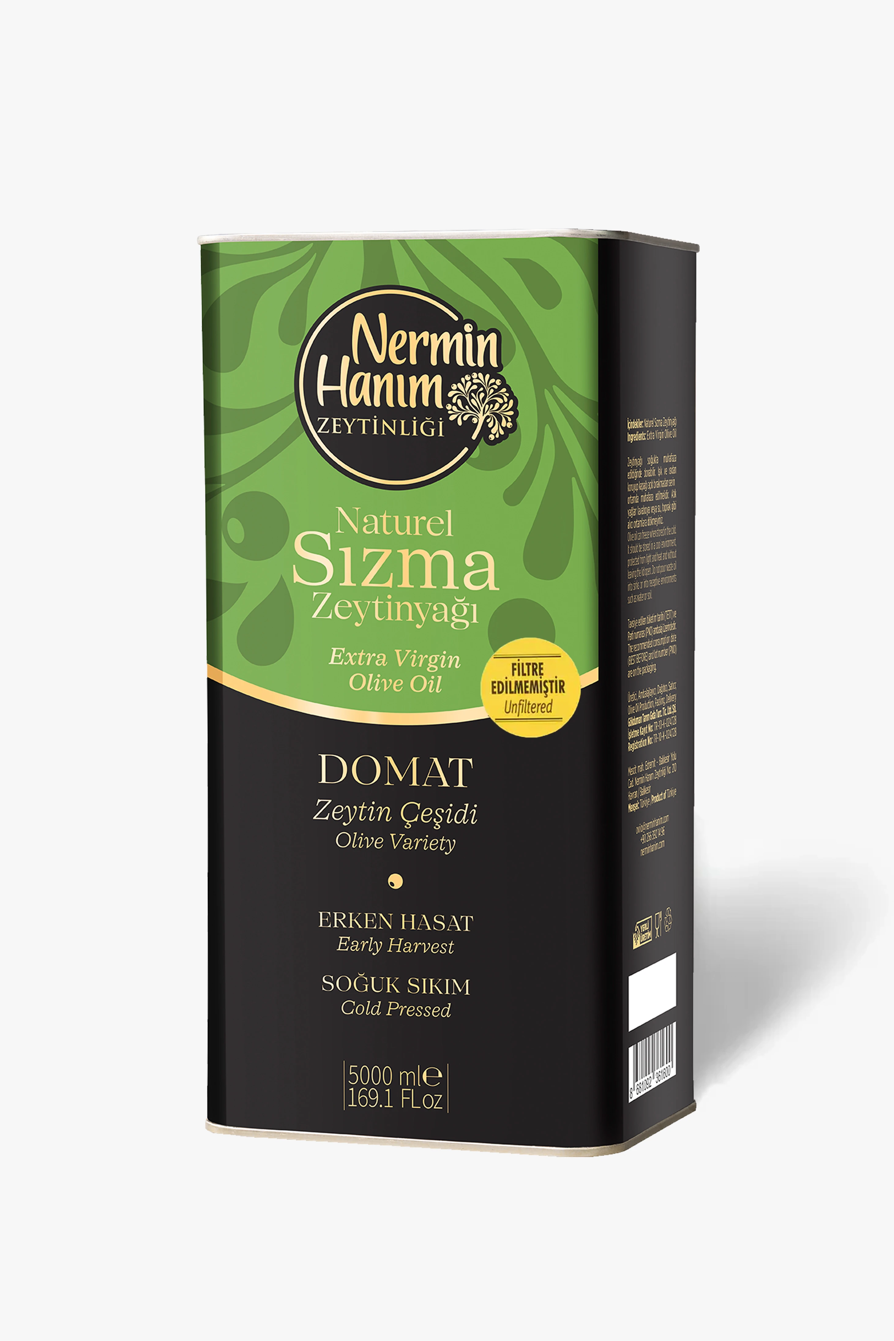 Domat - Filtresiz Erken Hasat Soğuk Sıkım Zeytinyağı (5lt)