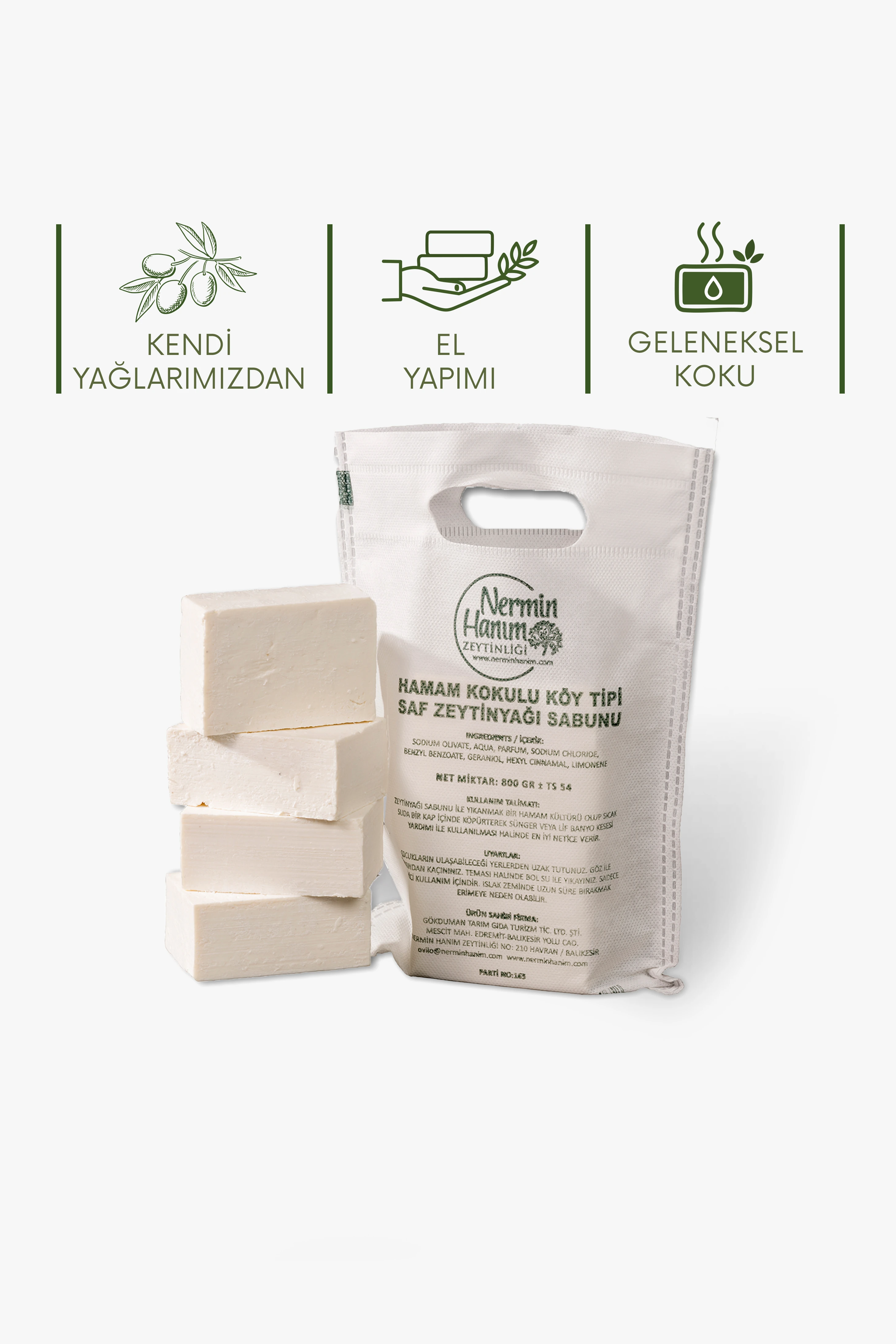 Köy Tipi Zeytinyağı Sabunu - Hamam (800 gr)