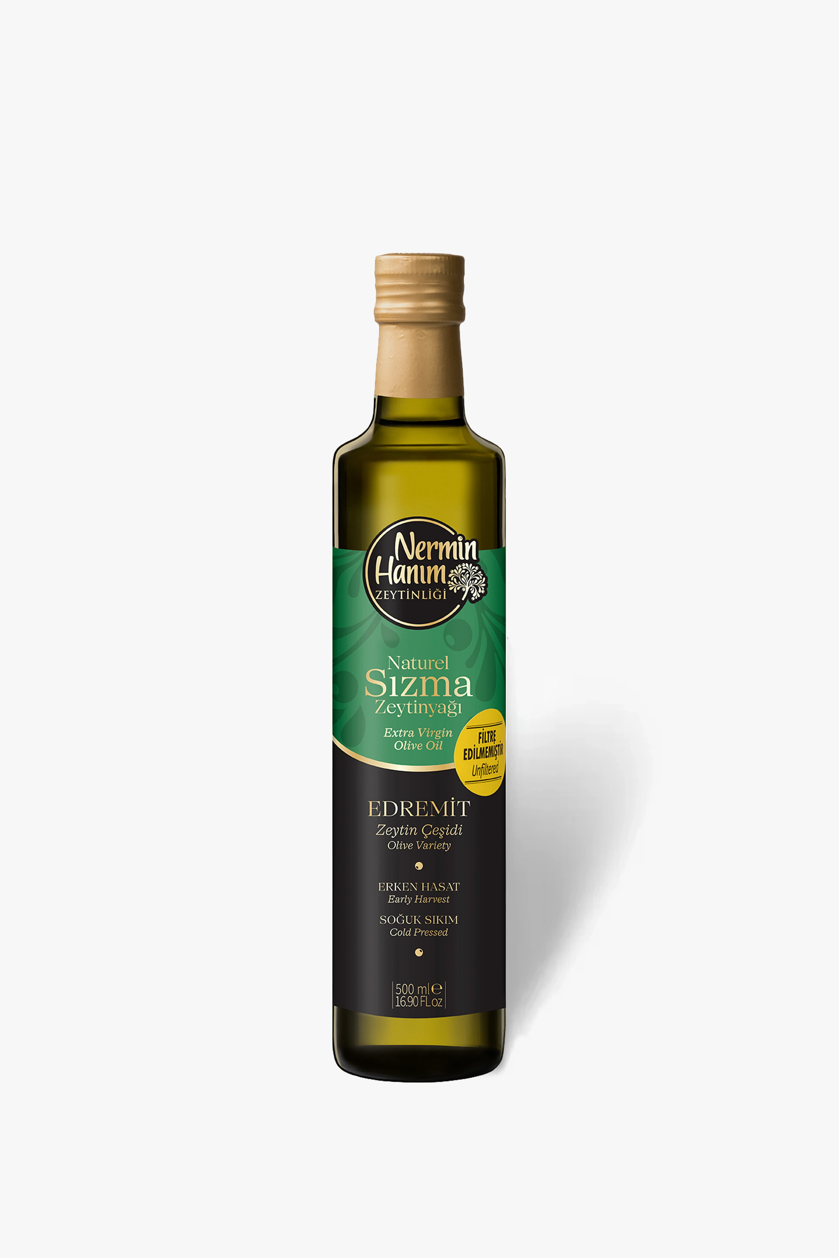 Ayvalık (Edremit) - Filtresiz Erken Hasat Soğuk Sıkım Zeytinyağı D.(500ml)