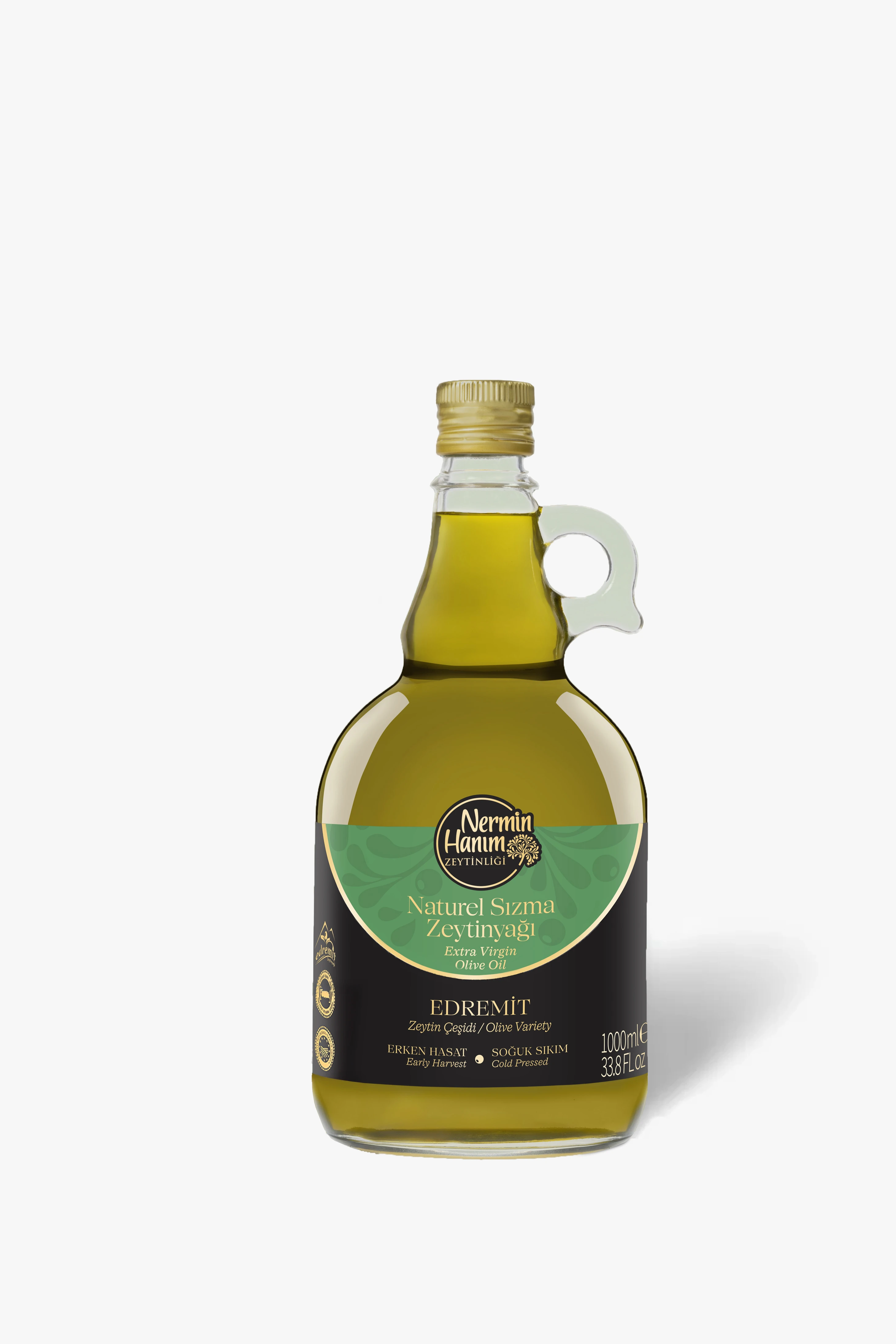 Ayvalık (Edremit) - Erken Hasat Naturel Soğuk Sıkım Zeytinyağı (1lt)
