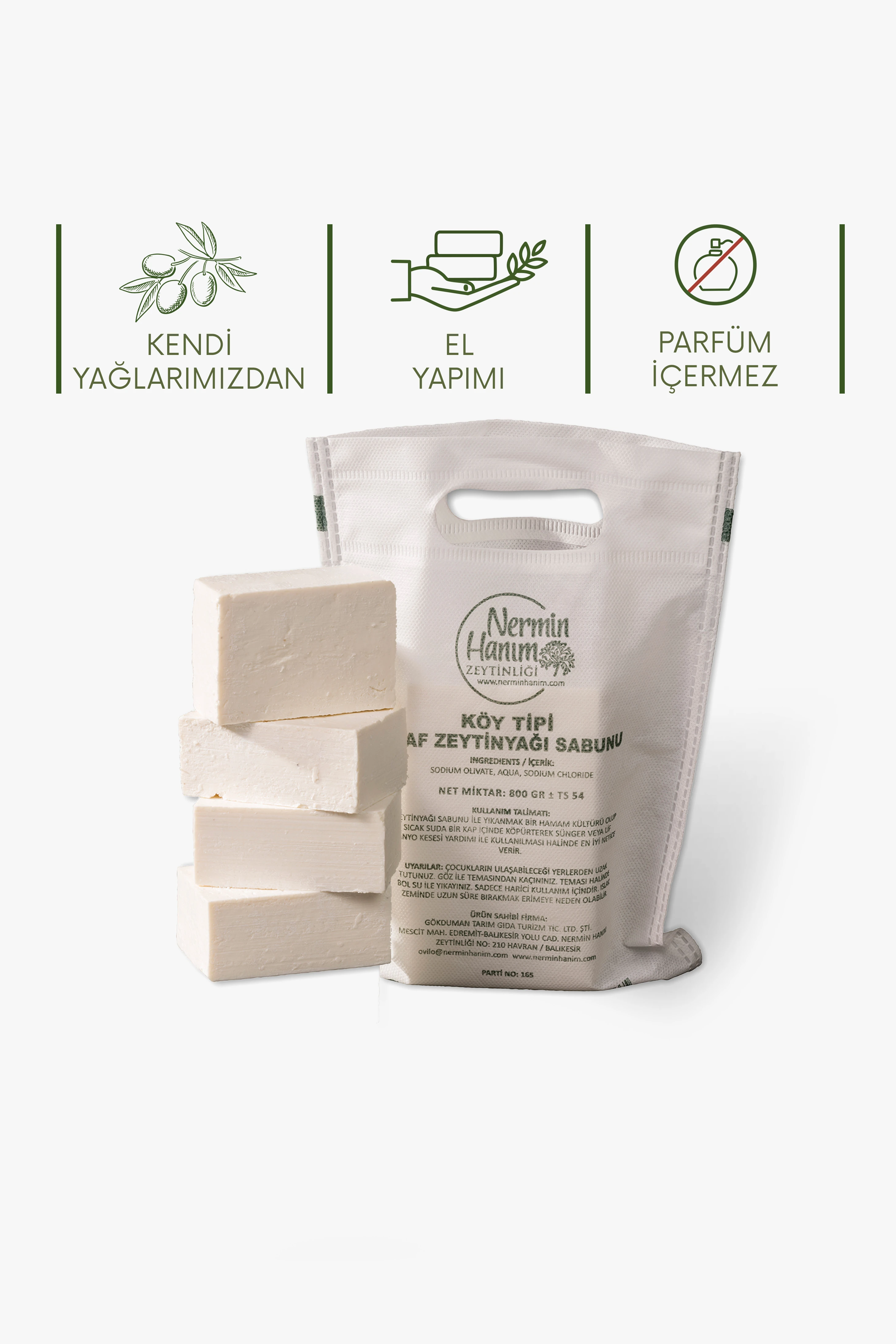 Köy Tipi Zeytinyağı Sabunu - Sade (800gr)