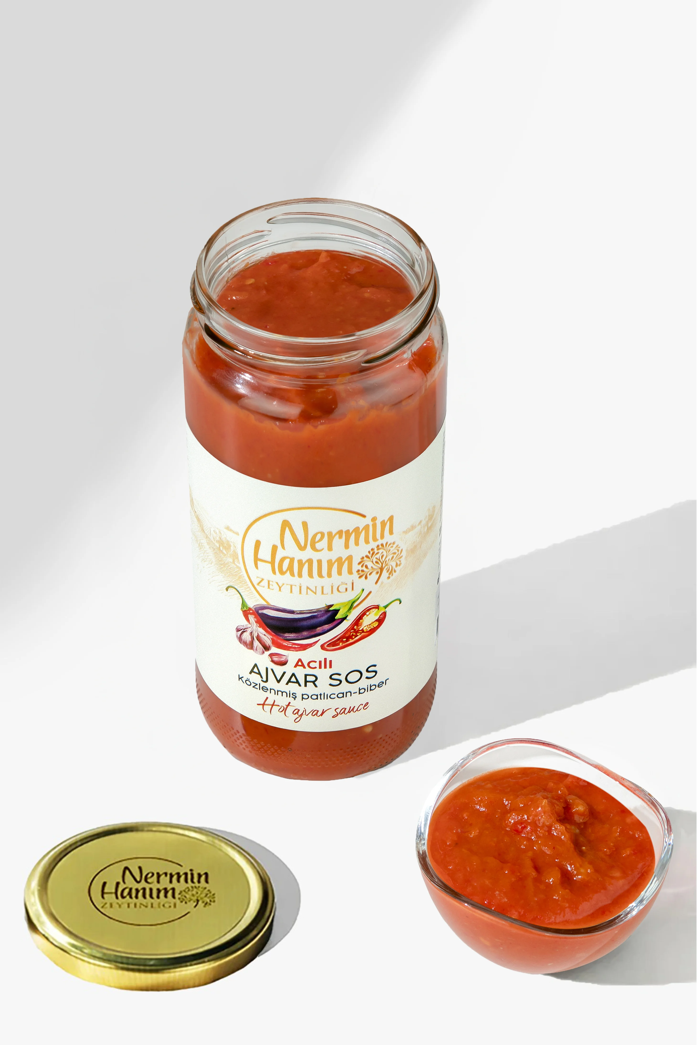 Közlenmiş Biber Patlıcanlı Ajvar - Acılı (450gr)