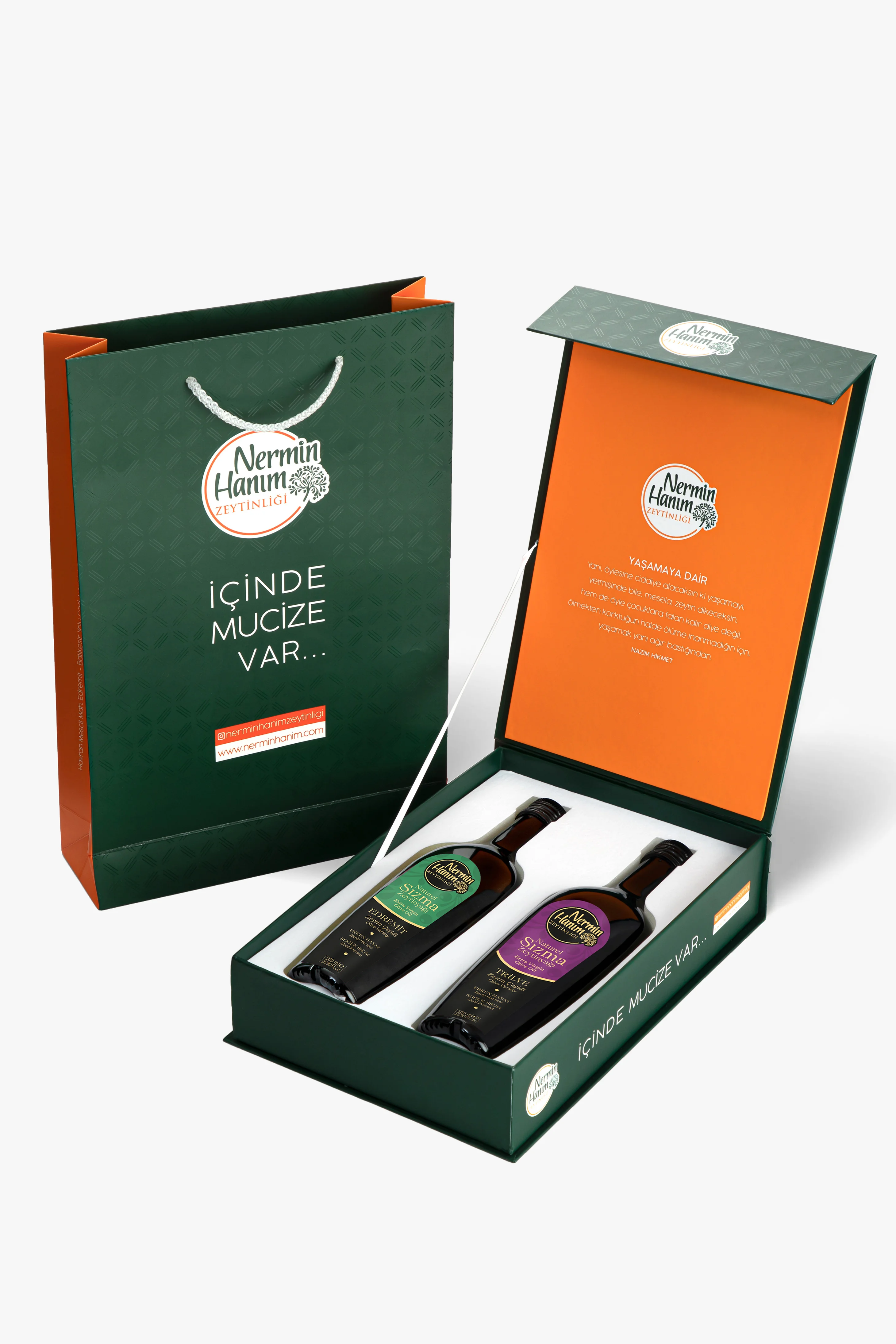 Hediye Kutulu - Trilye ve Edremit Erken Hasat Zeytinyağı (2x500ml)