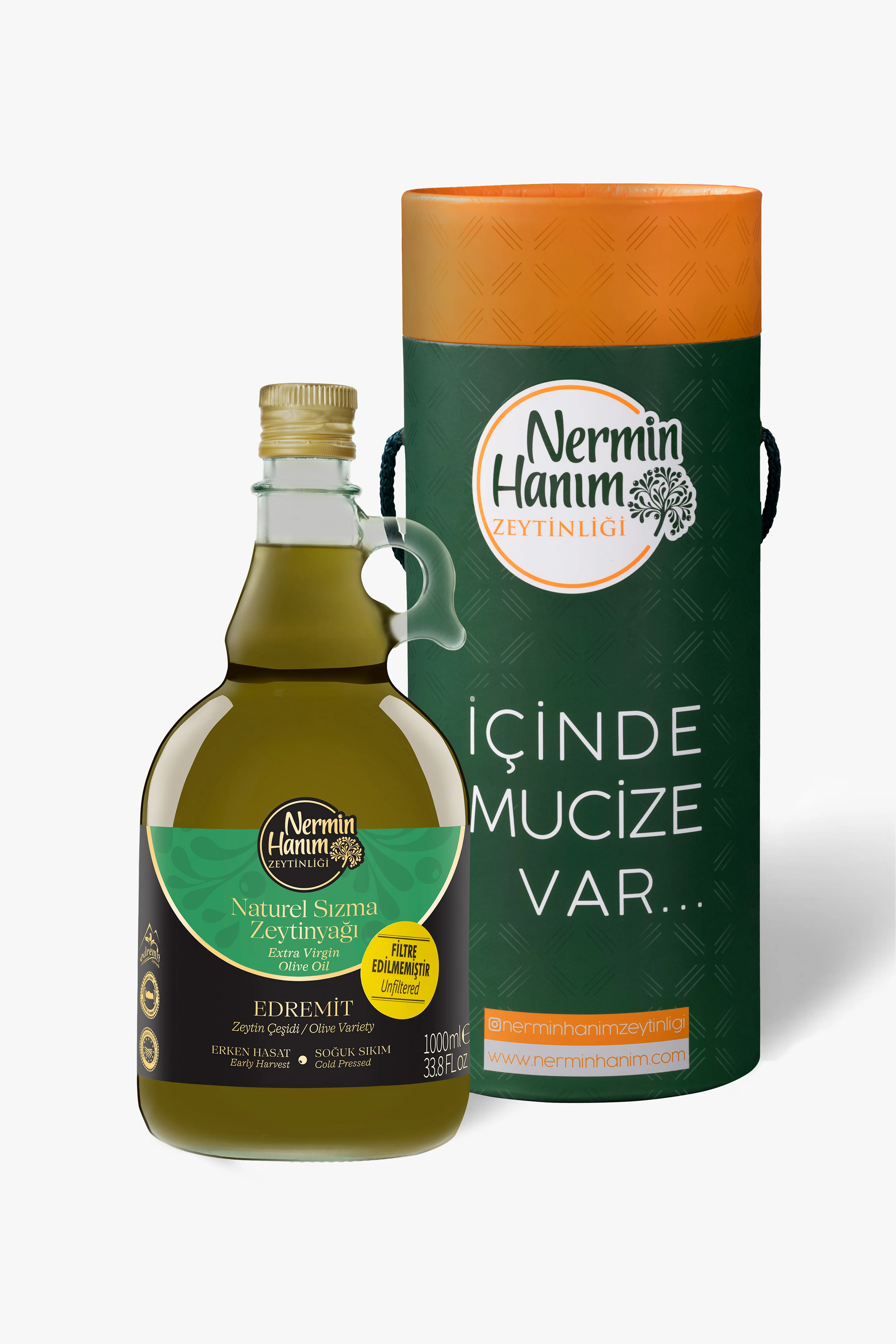 Ayvalık - Filtresiz Erken Hasat Soğuk Sıkım Zeytinyağı (1lt) - Kutulu