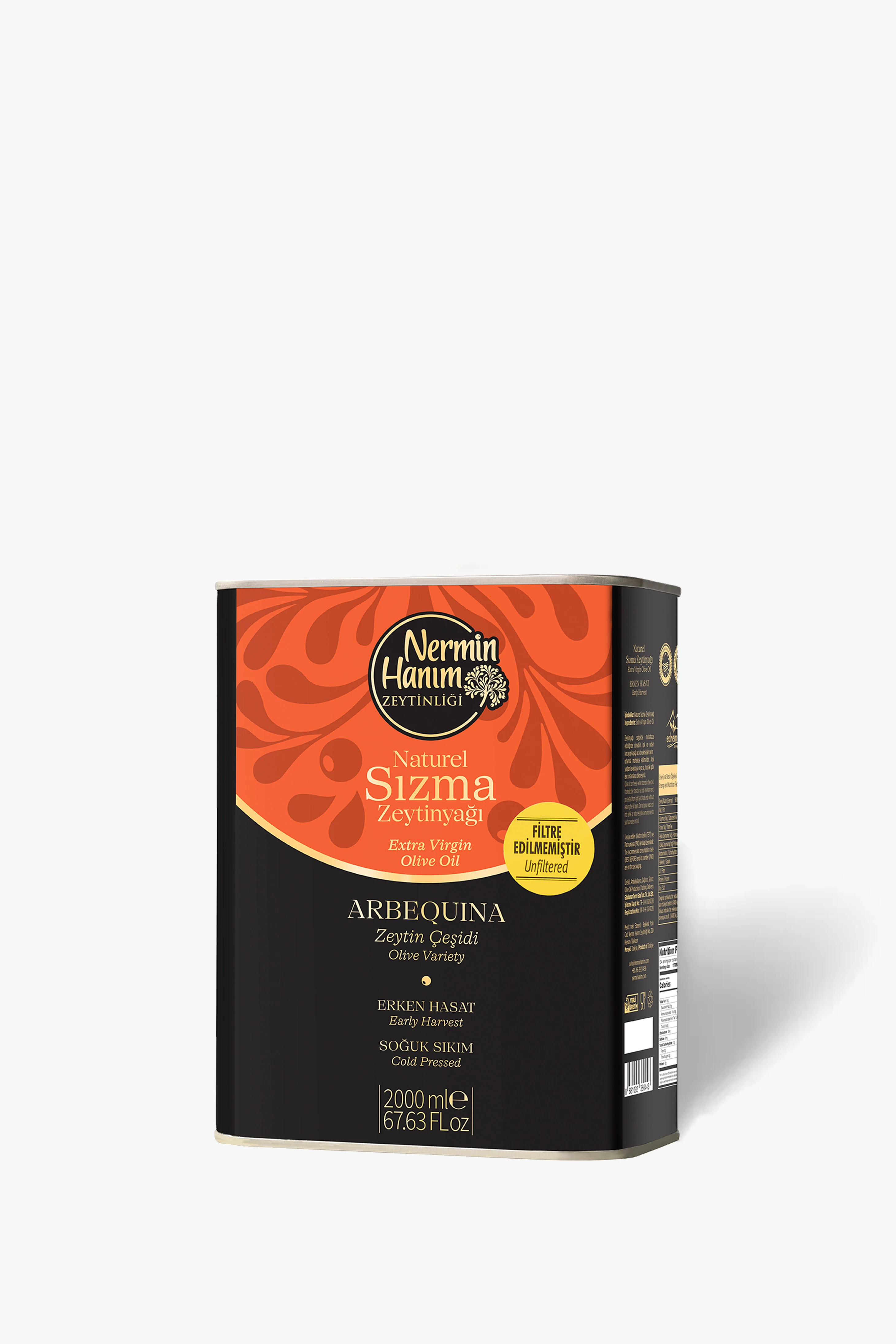 Arbequina - Filtresiz Erken Hasat Soğuk Sıkım Zeytinyağı (2lt)