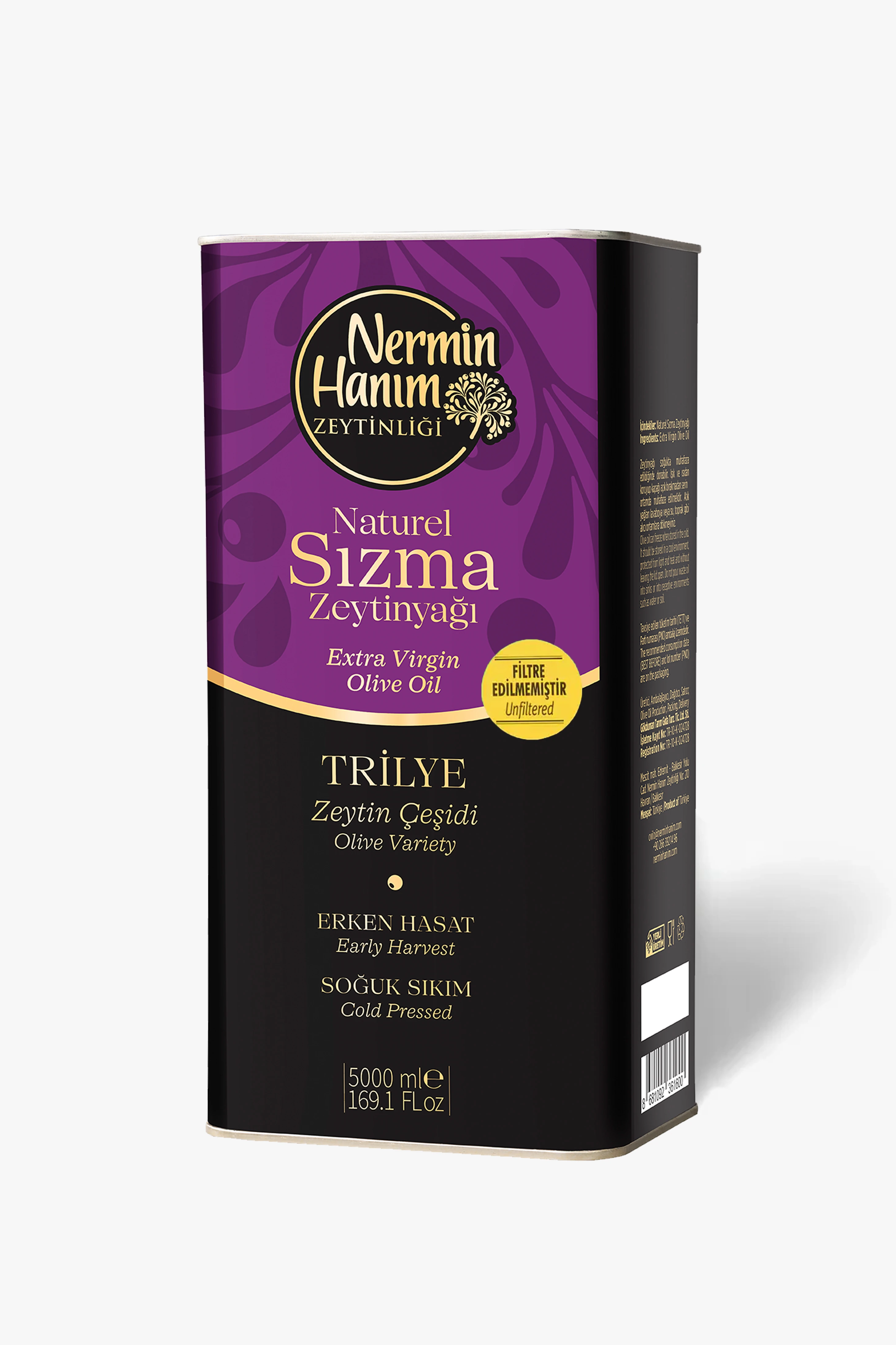 Trilye - Filtresiz Erken Hasat Soğuk Sıkım Zeytinyağı (5lt)