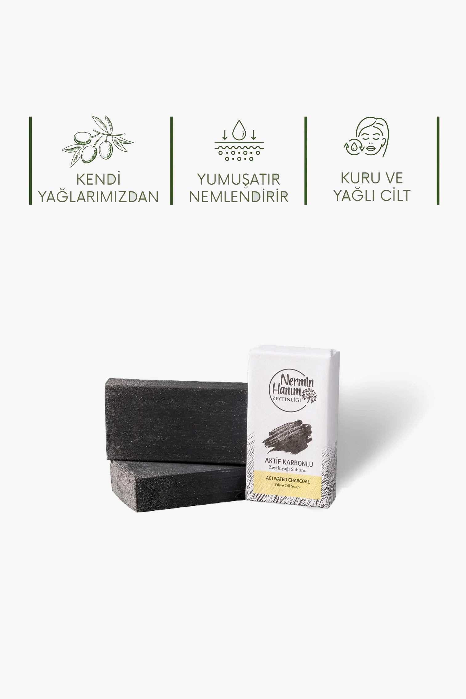 Zeytinyağı Sabunu - Aktif Karbonlu (125gr)