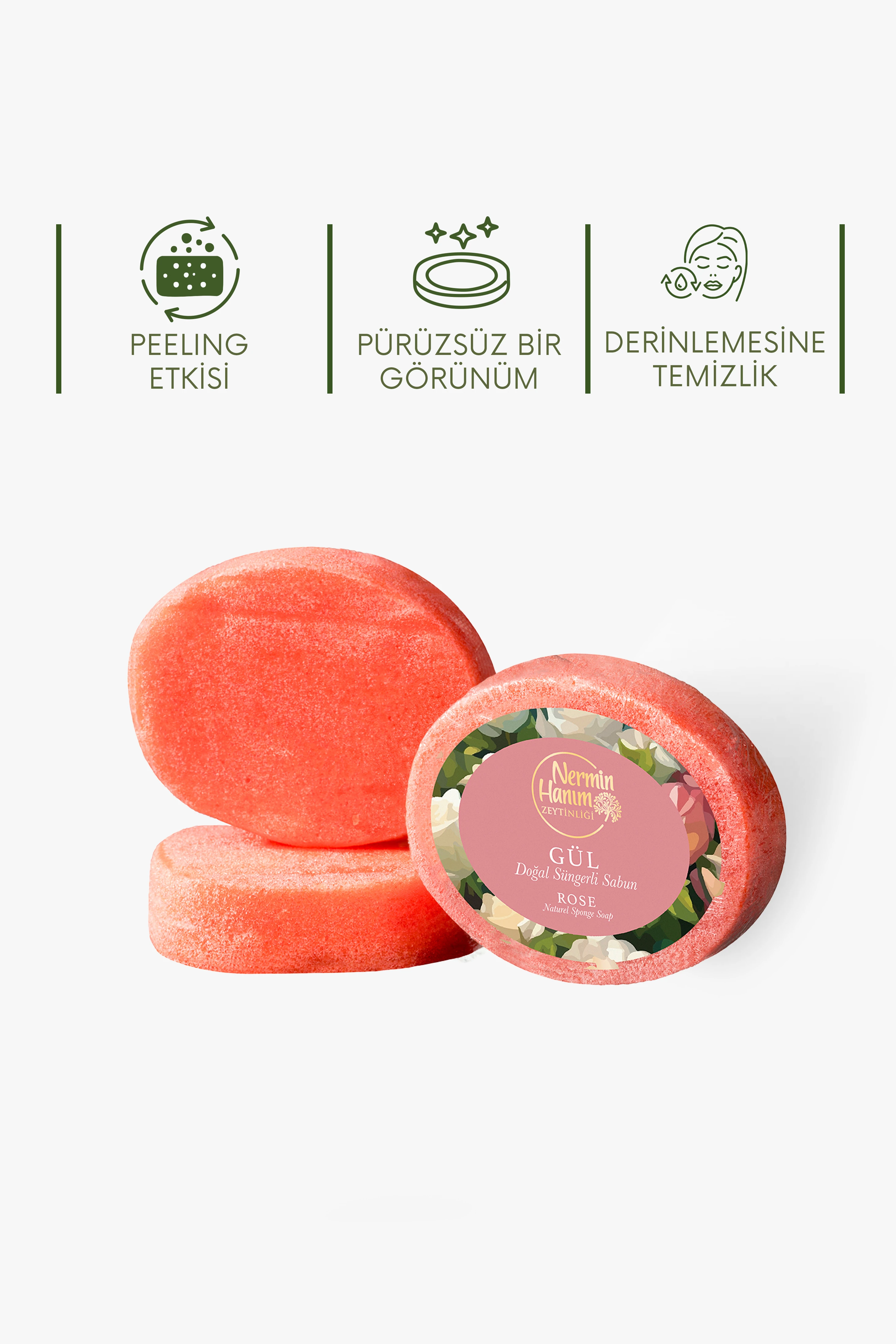 Süngerli Gül Sabun (100gr)