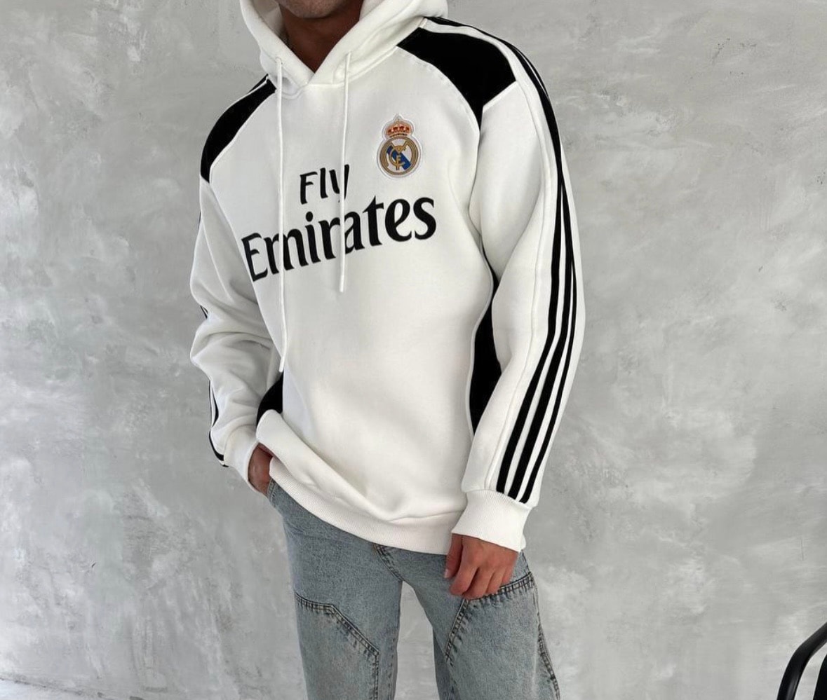 Real Kapşonlu Pamuk Sweat Nakış Arma Oversize 