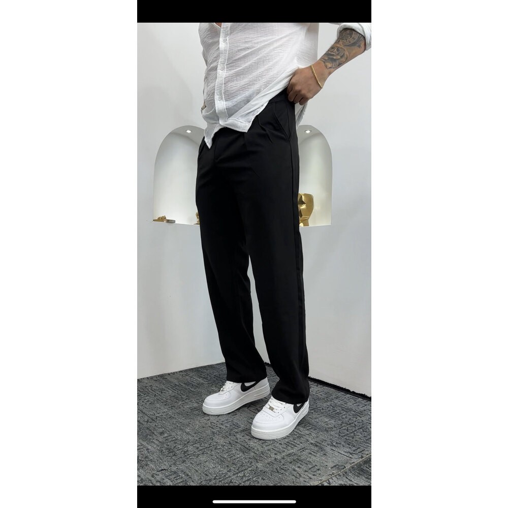 Siyah Baggy Kumaş Pantalon