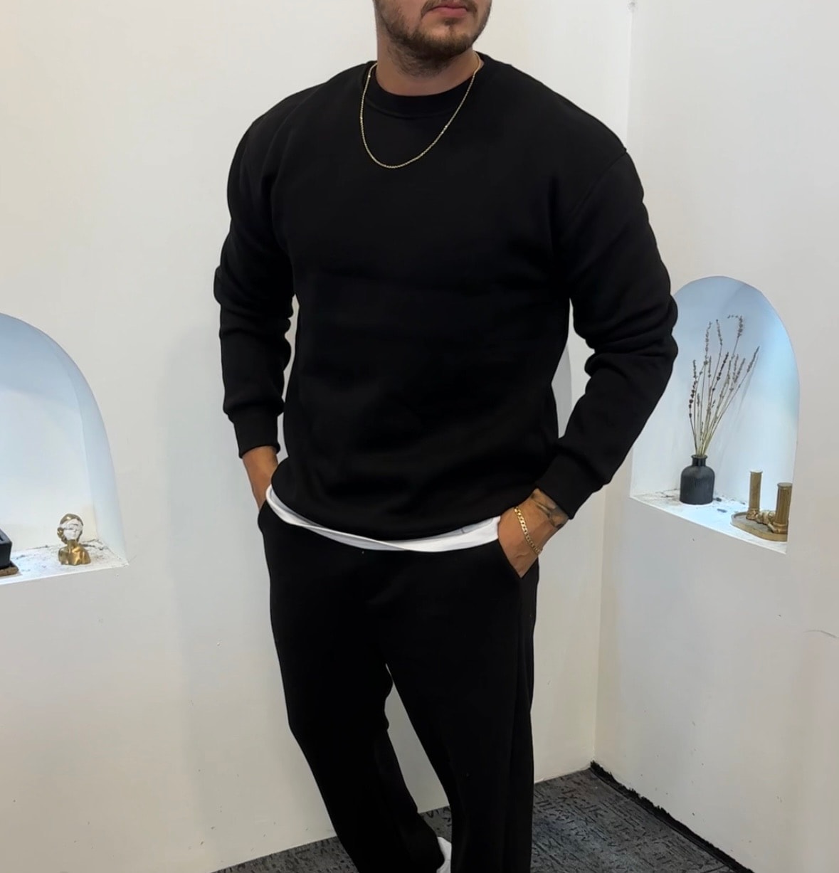 •Basic Sweat 3 İplik Şardonlu Pamuk Oversize 