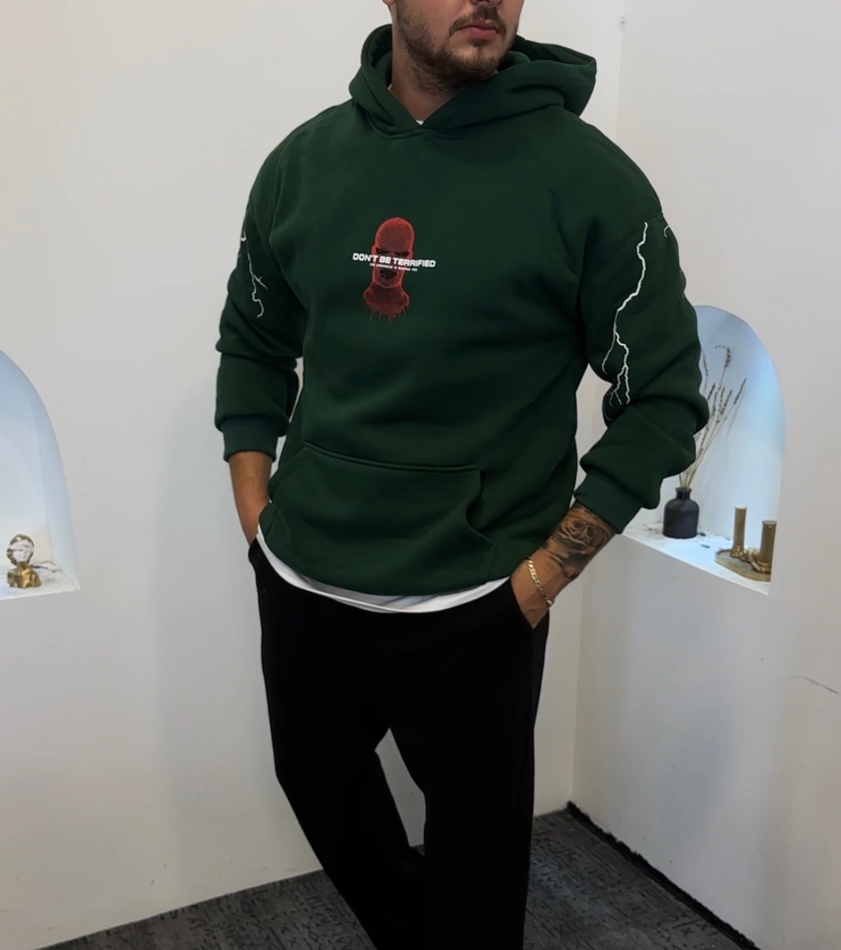 •Baskılı Sweat 3 İplik Şardonlu Pamuk Oversize 