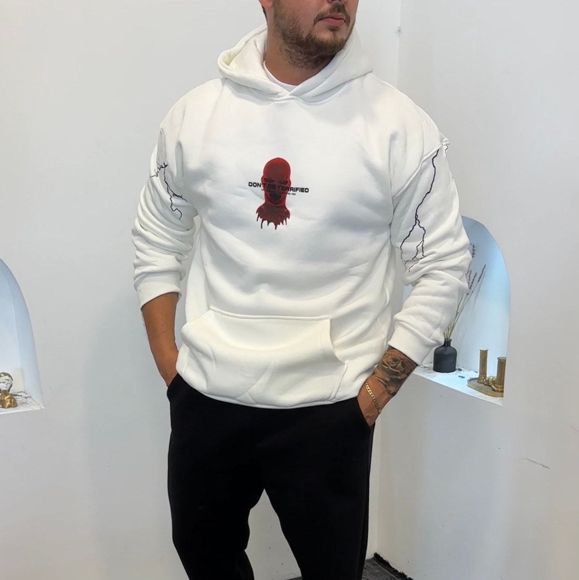 •Baskılı Sweat 3 İplik Şardonlu Pamuk Oversize 