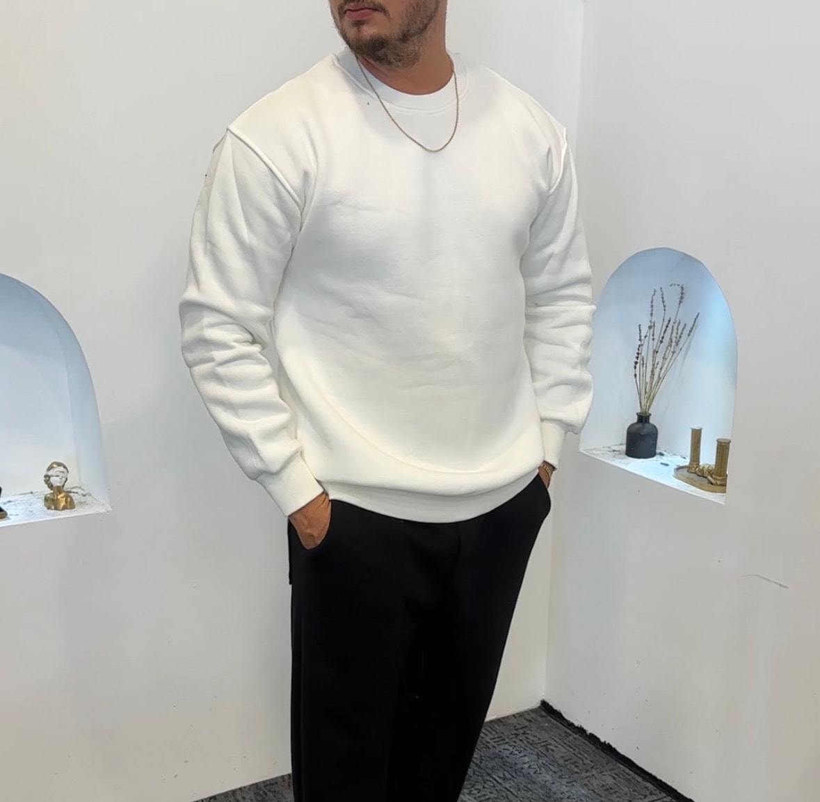 •Basic Sweat 3 İplik Şardonlu Pamuk Oversize 