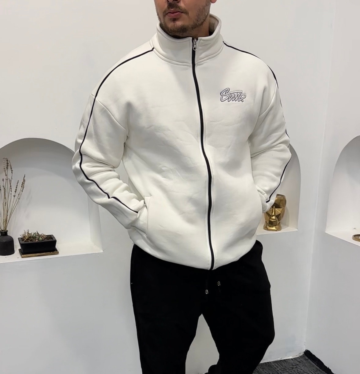 Sword Pamuk Ceket oversize Nakış amblem