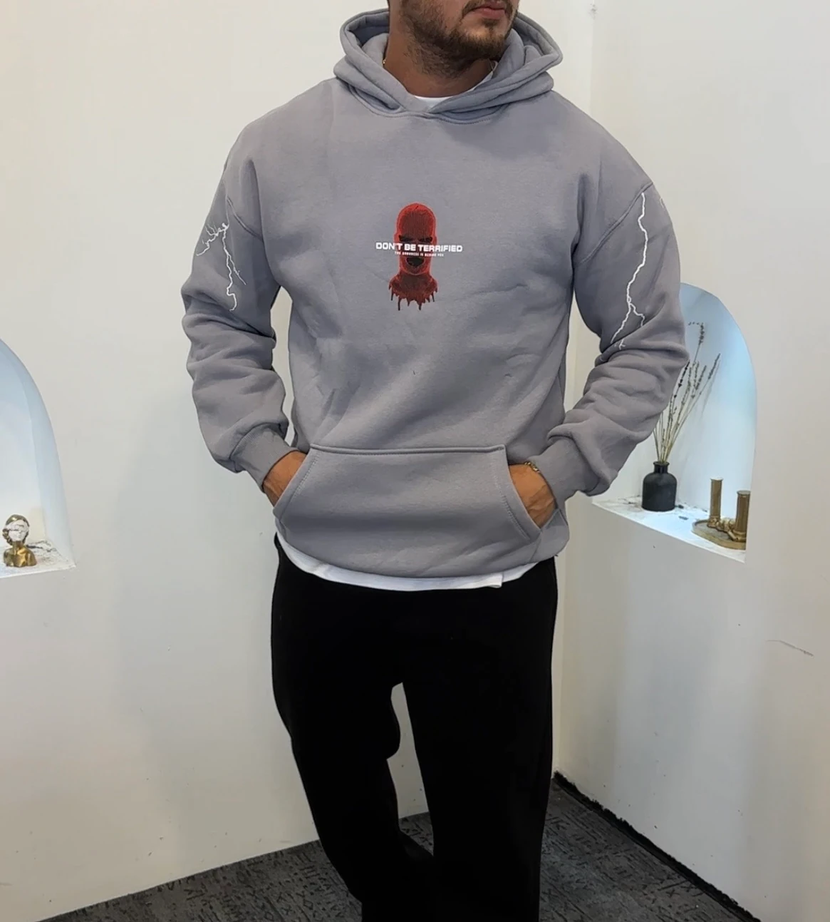 •Baskılı  Sweat 3 İplik Şardonlu Pamuk Oversize 