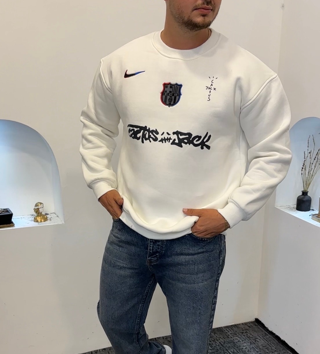 Barcelona Sweat pamuk 3 iplik şardonlu Oversize 