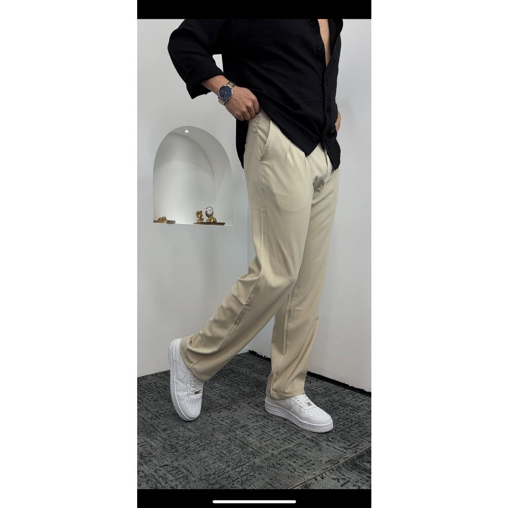 Krem Baggy Kumaş Pantalon