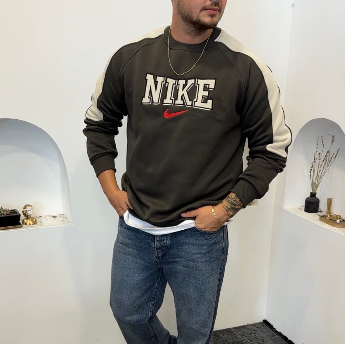 Nike Yaka Pamuk Sweat 3 iplik oversize 