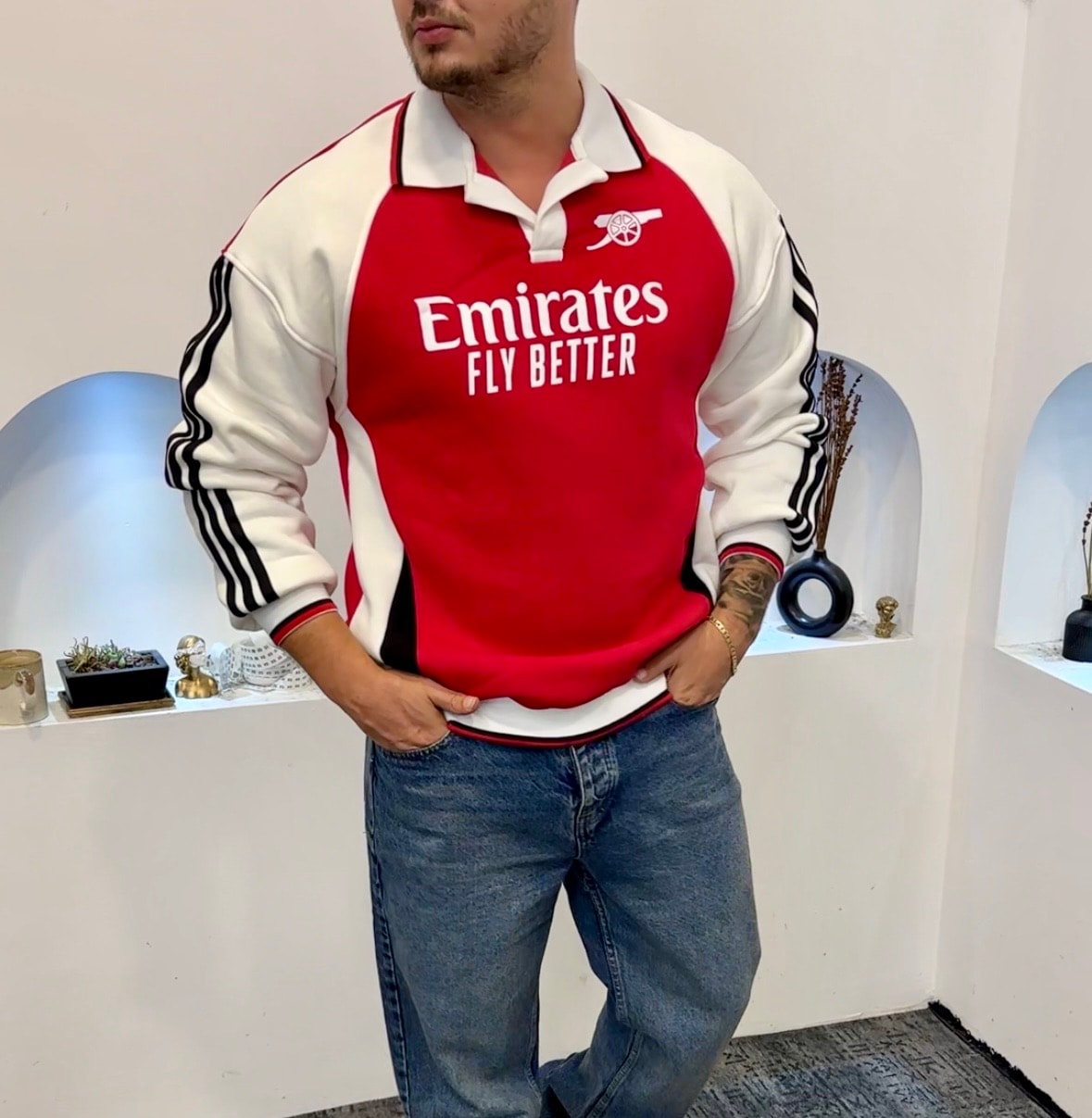 Arsenal Pamuk Sweat 3 iplik şardonlu Oversize 