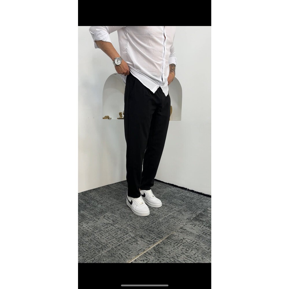 Kumaş Joger Pantalon Siyah