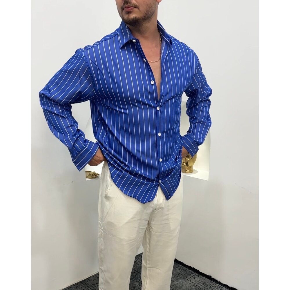 Modal Kumaş Çizgili Gömlek Oversize