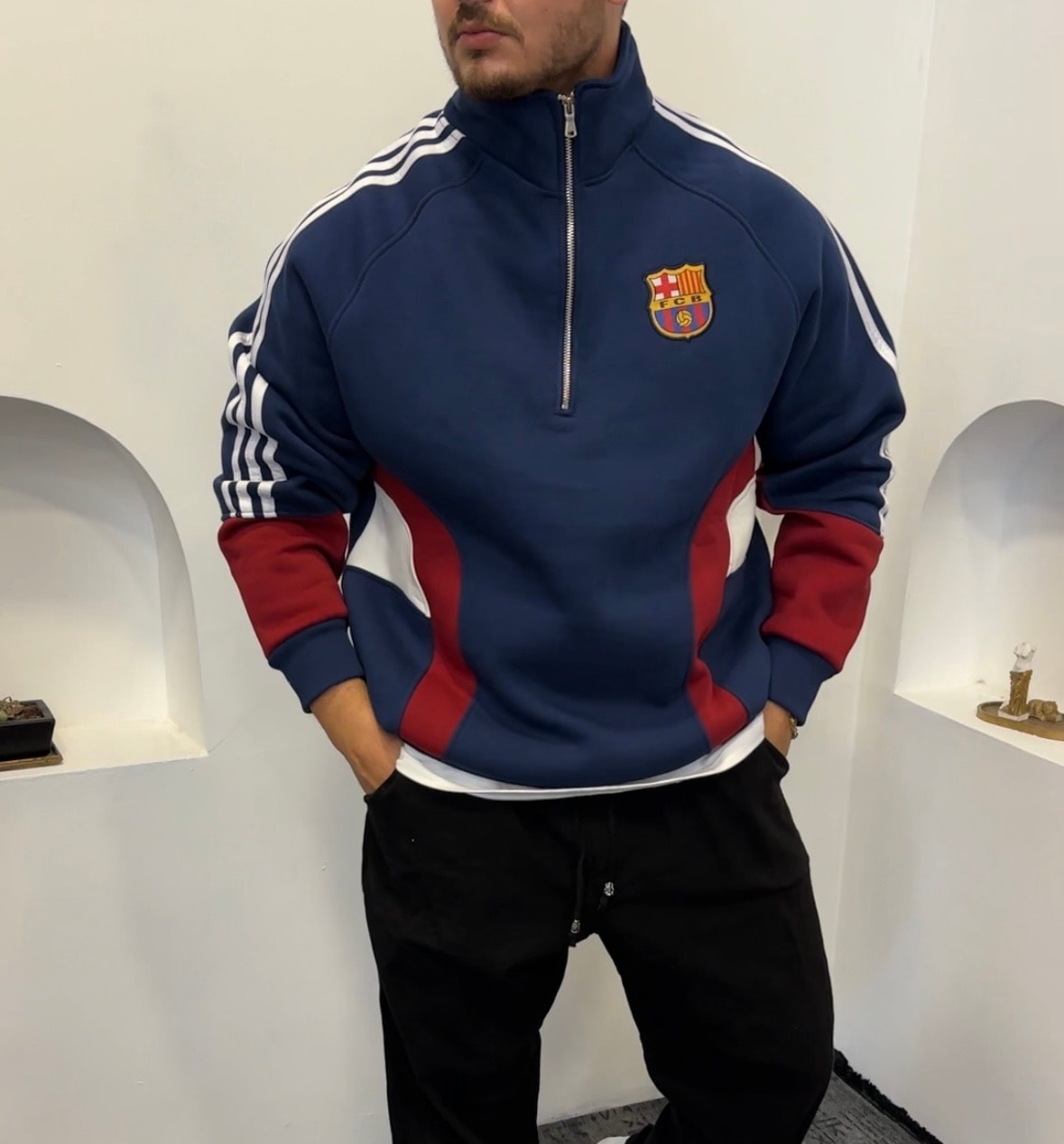 Barcelona Pamuk Sweat Fermuarlı 
