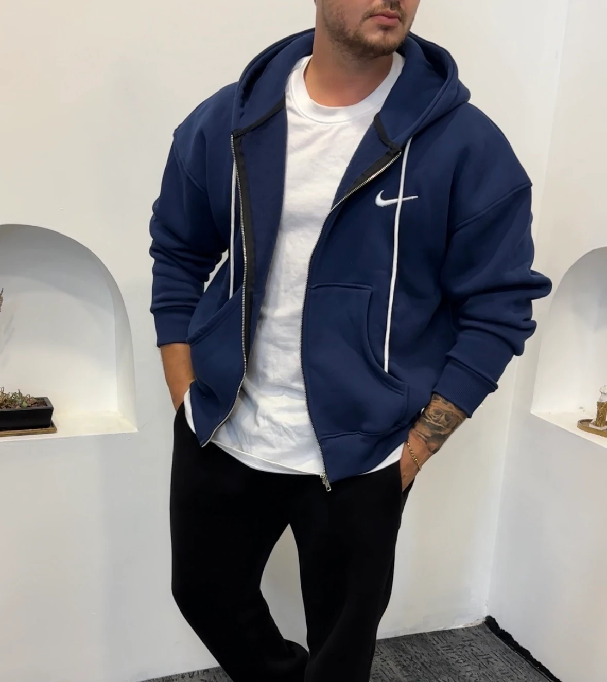 Nike Pamuk Oversize Ceket Nakış Arma 