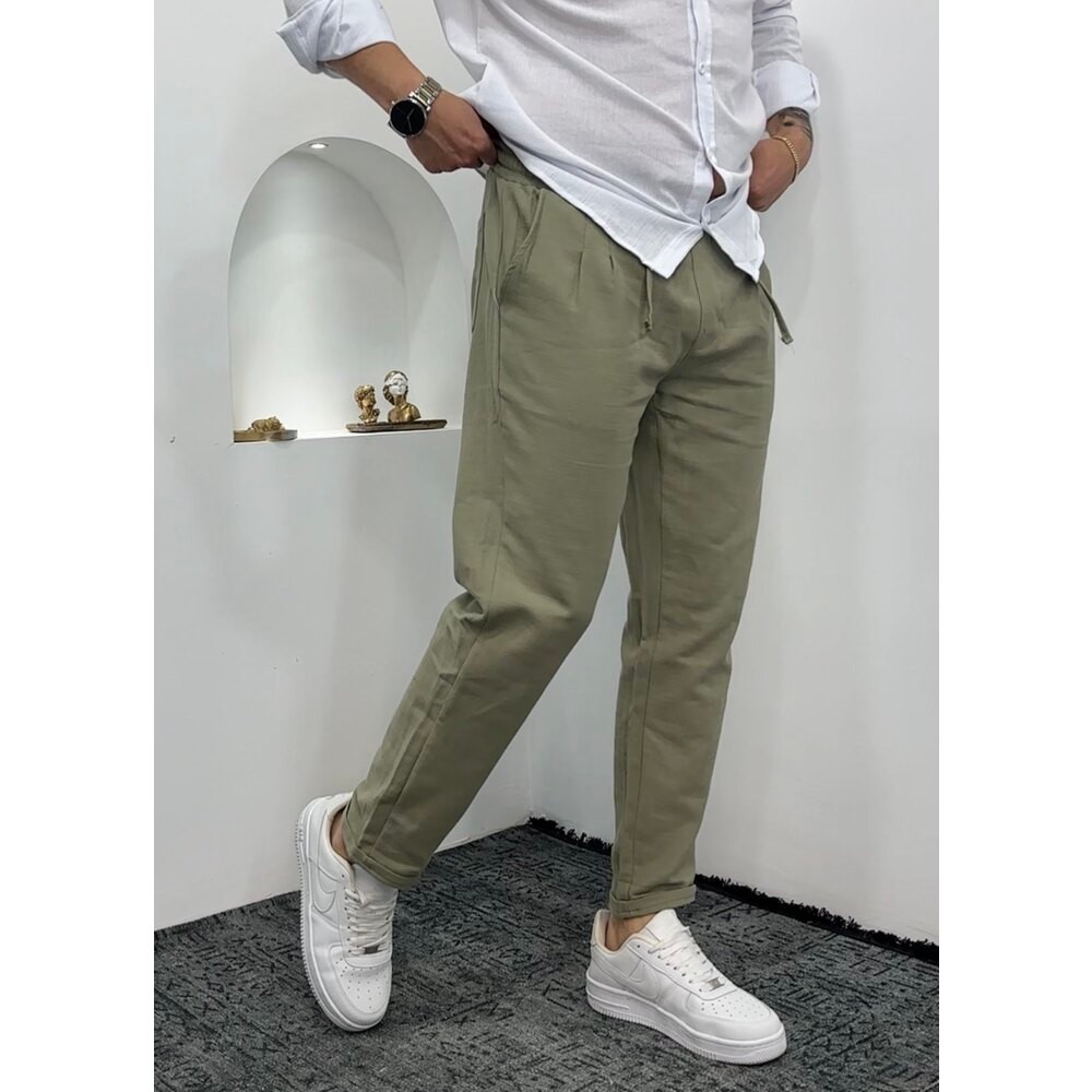 Keten Double Paça Haki pantolon