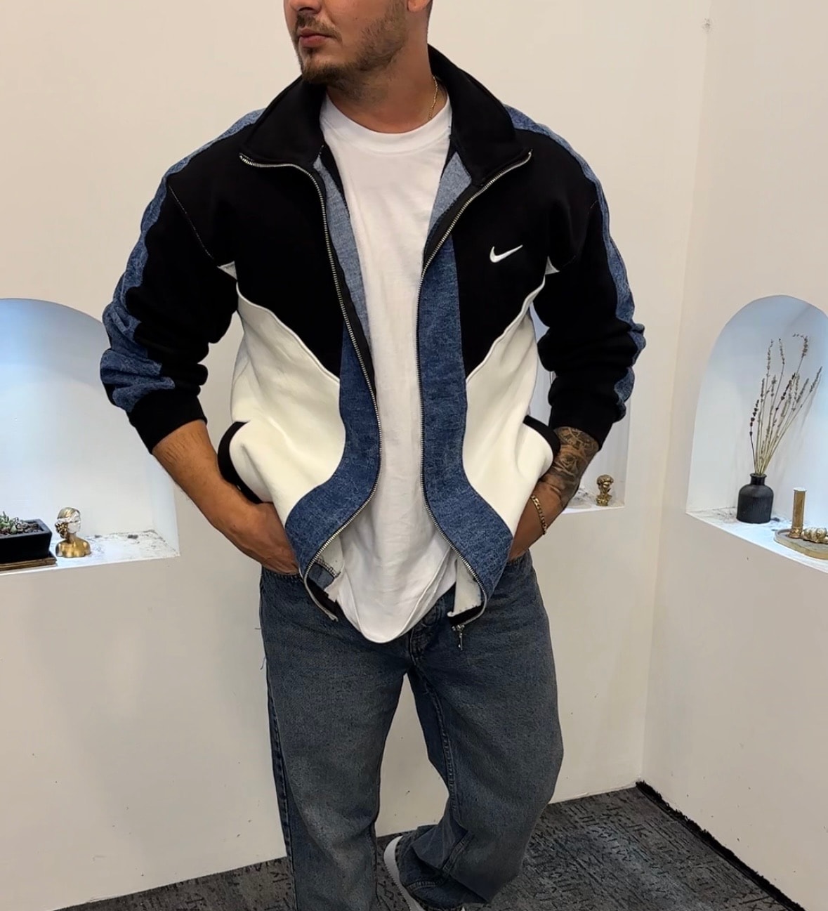 Nike Pamuk Ceket kot şerit detaylı 