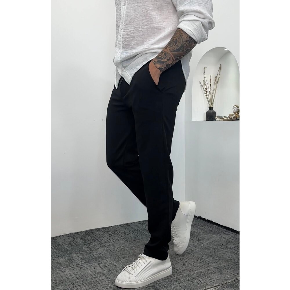 Siyah Kumaş joger pantalon likralı fit kesim