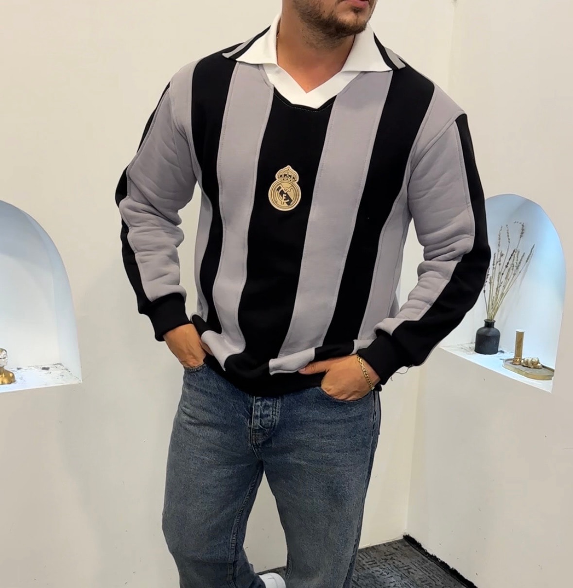 Real Polo yaka pamuk sweat Oversize 