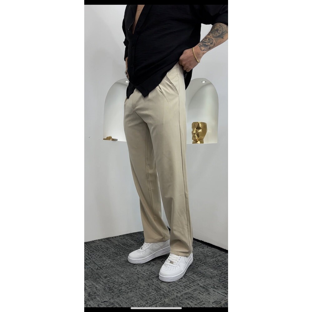 Krem Baggy Kumaş Pantalon