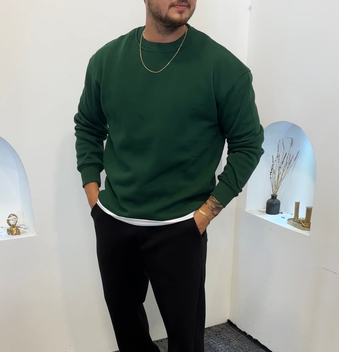 •Basic Sweat 3 İplik Şardonlu Pamuk Oversize 