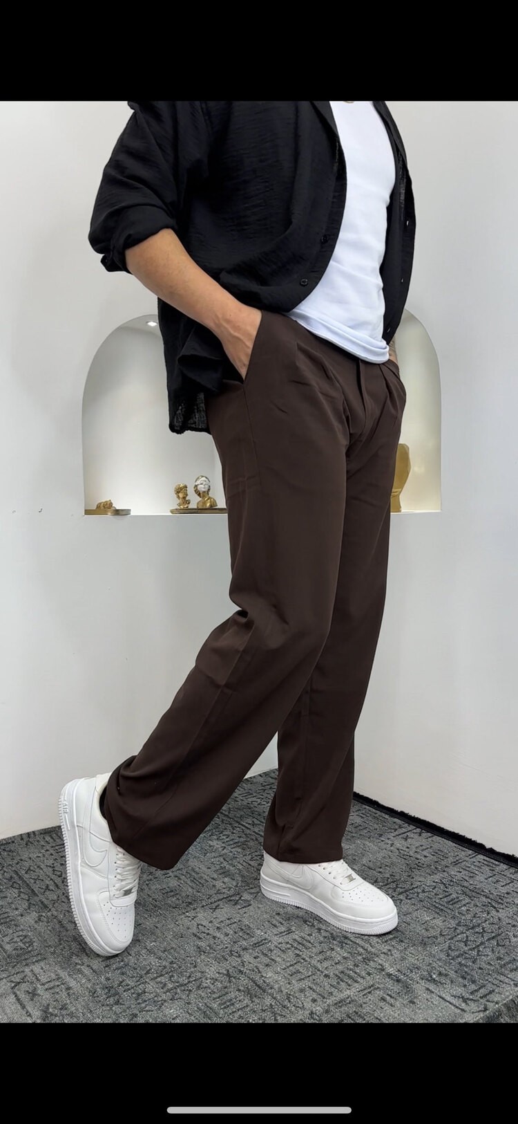 Kahverengi Baggy Kumaş Pantalon