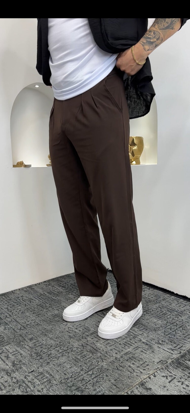 Kahverengi Baggy Kumaş Pantalon