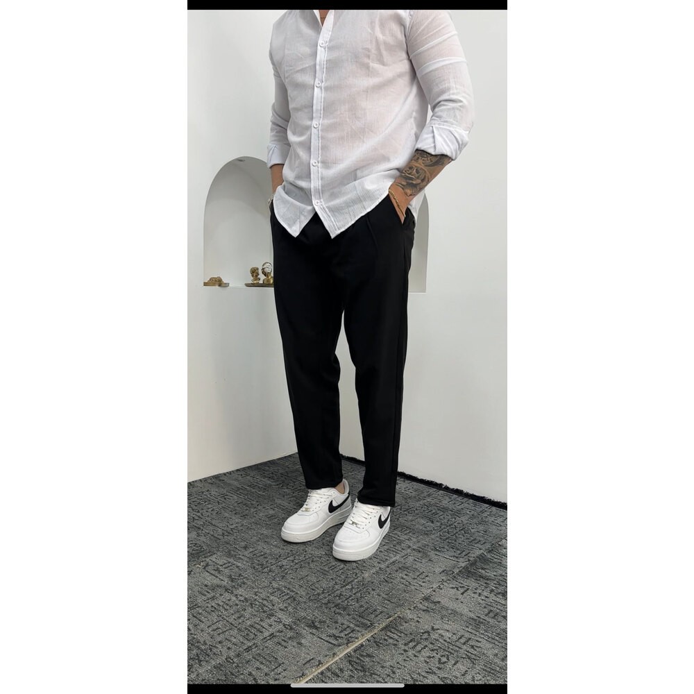 Kumaş Joger Pantalon Siyah