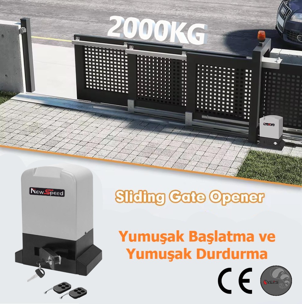 Kayar Kapı Motoru 2000 Kg, Wifi Kontrol Panosu, Yumuşak Başlatma ve Yumuşak Durdurma image