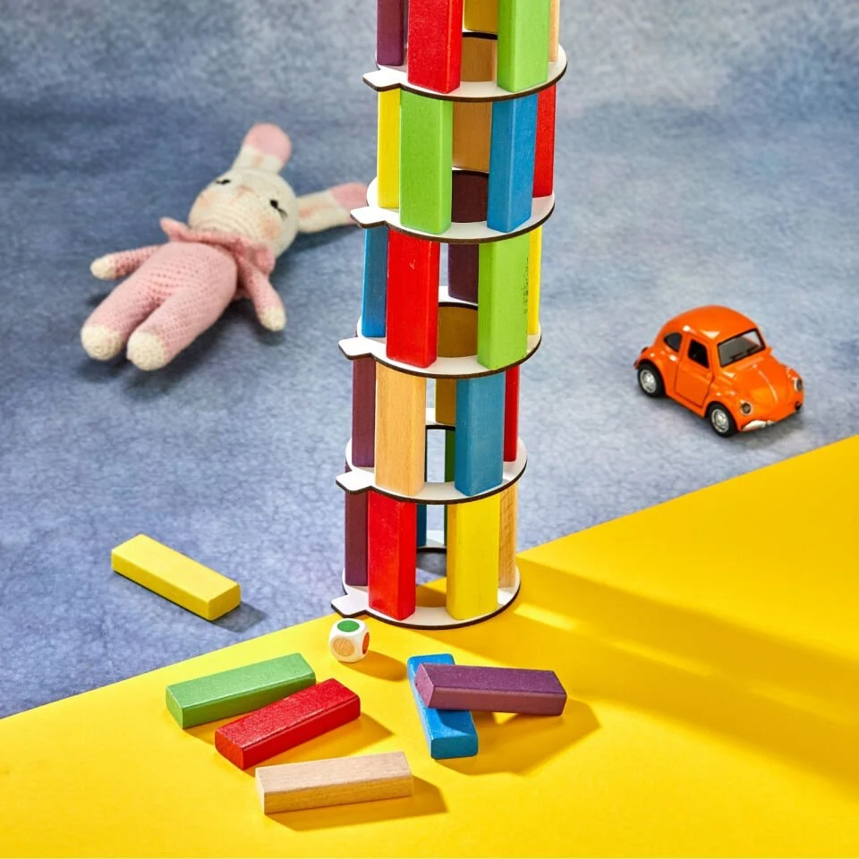 Renkli Plus Tower Süper Denge Oyunu 54 Parça