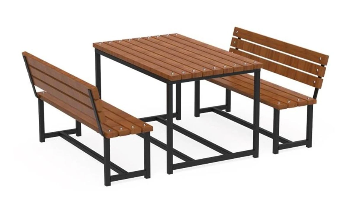 Ahşap Kaplamalı Sırtlı 2 Banklı Piknik Masası